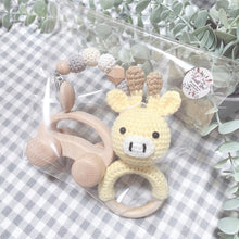 画像をギャラリービューアに読み込む, 【即納】出産祝い ベビーギフト 3点set⋆⸜ ⚘ ⸝⋆ ガラガラ おしゃぶホルダー 木のおもちゃ